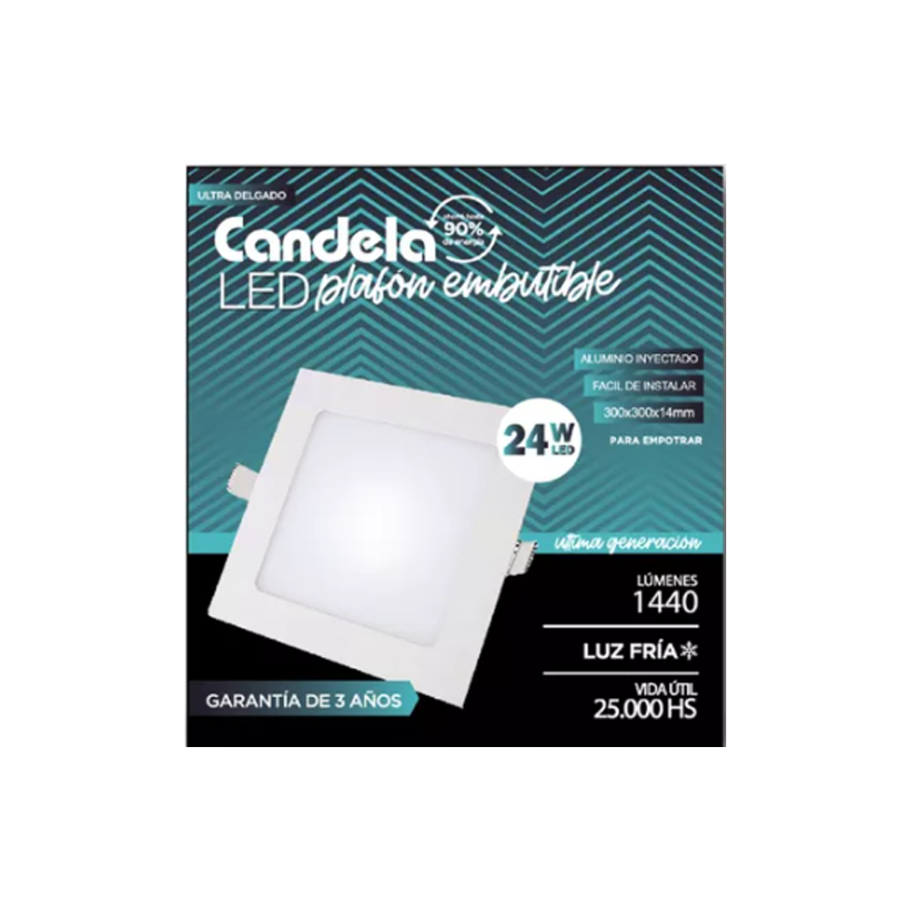 Led Plafon cuadrado emb. 24W. Frio.