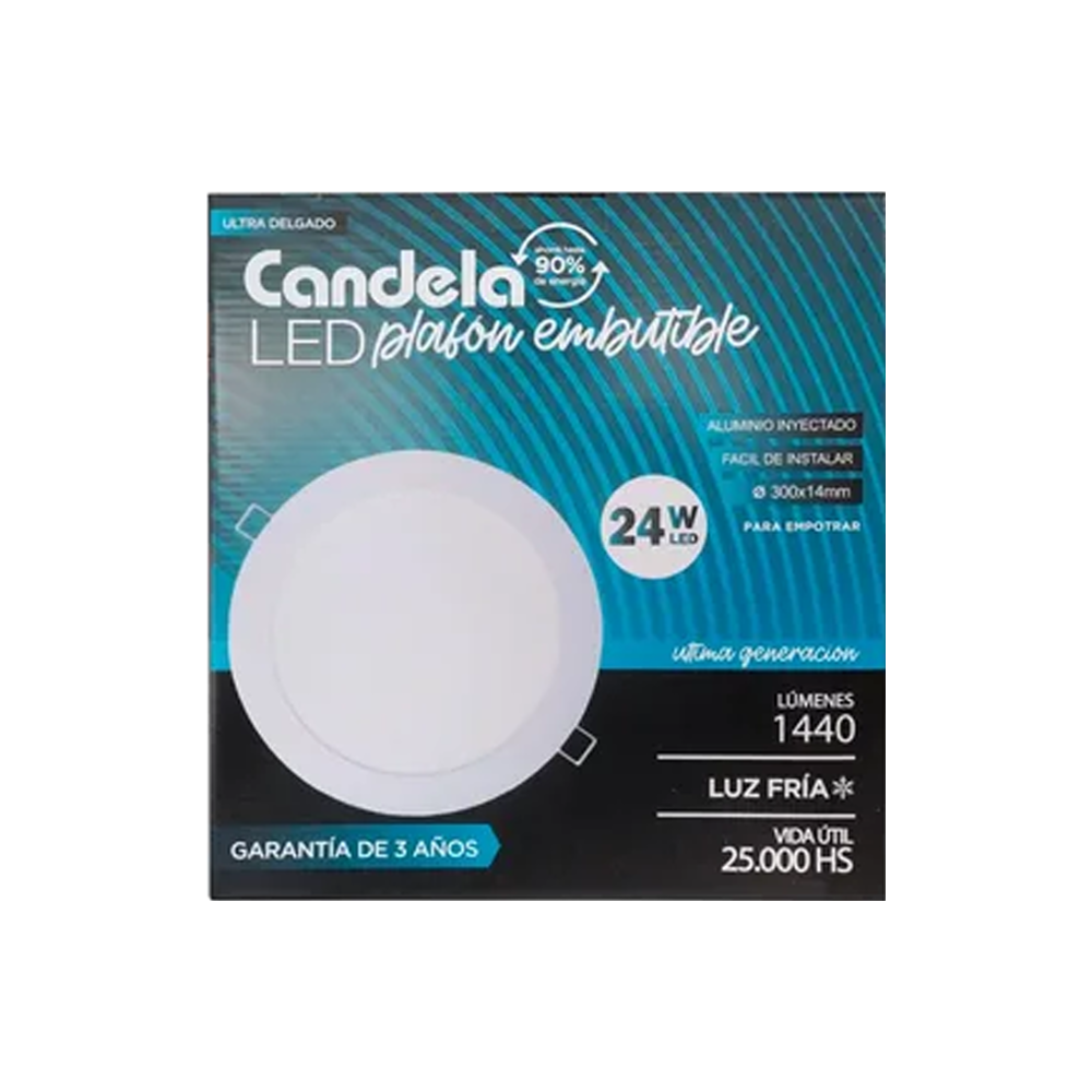 Led Plafon redondo emb. 24W. Frio.